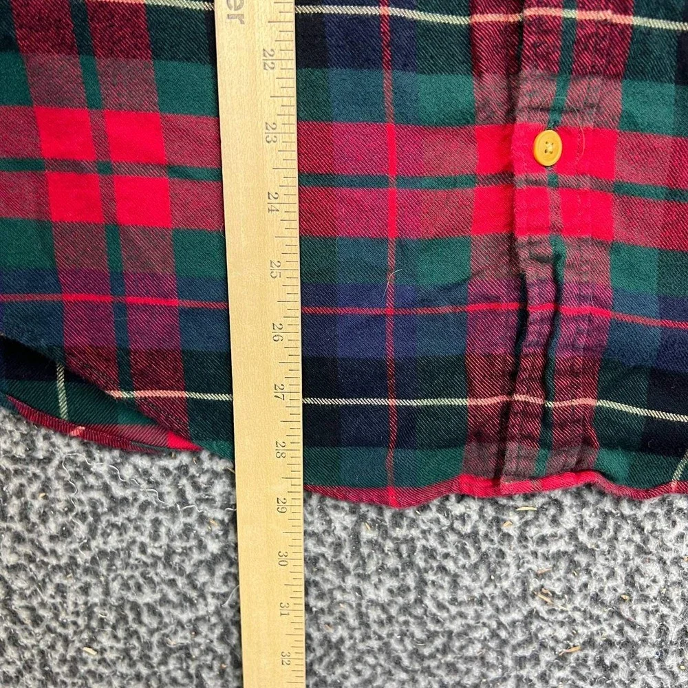 J. Crew Button Up Shirt Men Medium Red Green Flannel Plaid Long Sleeve Cotton M